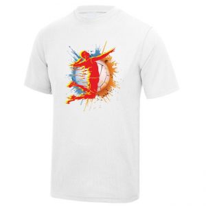 Koszulka siatkarska Piłka z siatkarzem – dziecięca poliestrowa
