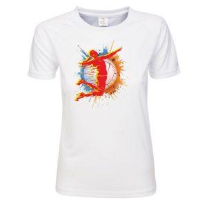 Koszulka siatkarska „Piłka z siatkarzem” – damska poliestrowa
