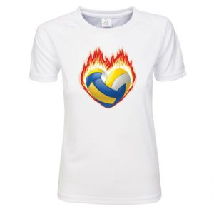 Koszulka siatkarska „Serce, ogień i piłka” – damska poliestrowa