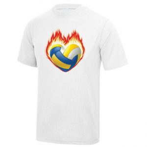 Koszulka siatkarska „Serce, ogień i piłka” – dziecięca poliestrowa