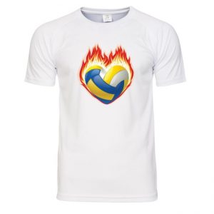 Koszulka siatkarska Serce, ogień, piłka – męska poliestrowa