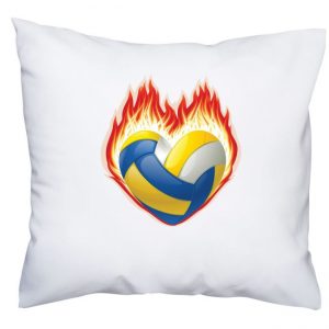 Poduszka z siatkarskim nadrukiem „Serce, ogień, piłka”